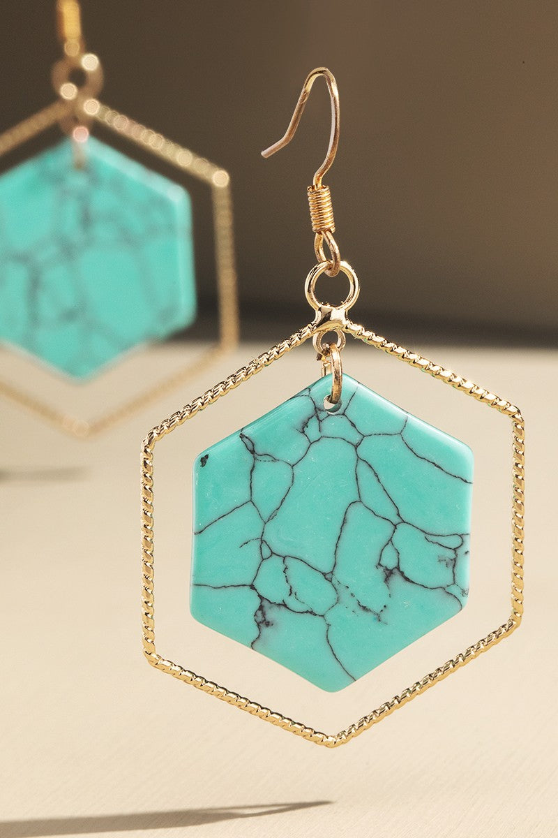 Turquoise Hexagon Earrings