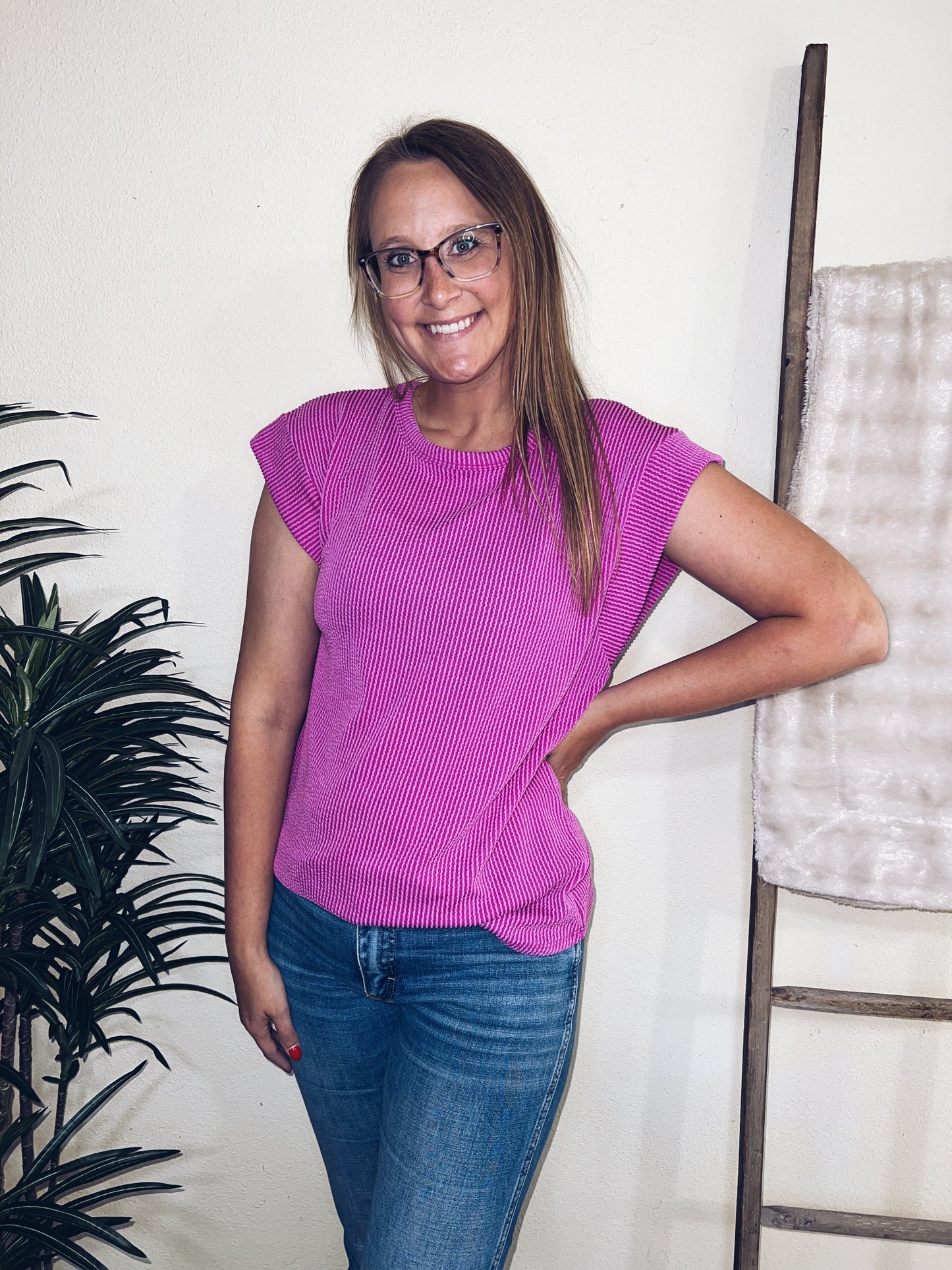 Dolman Sleeve Ribbed Top