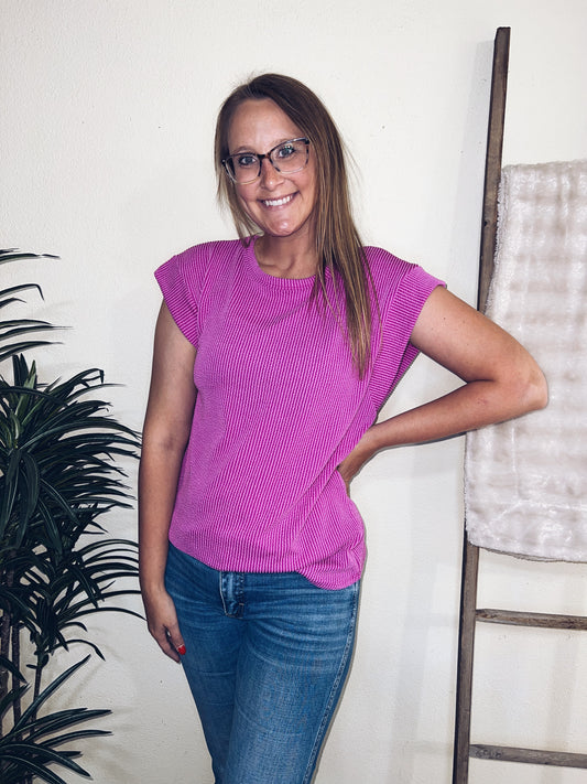 Dolman Sleeve Ribbed Top