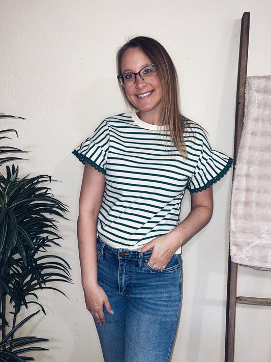 Susan Scallop Lace Trim Top