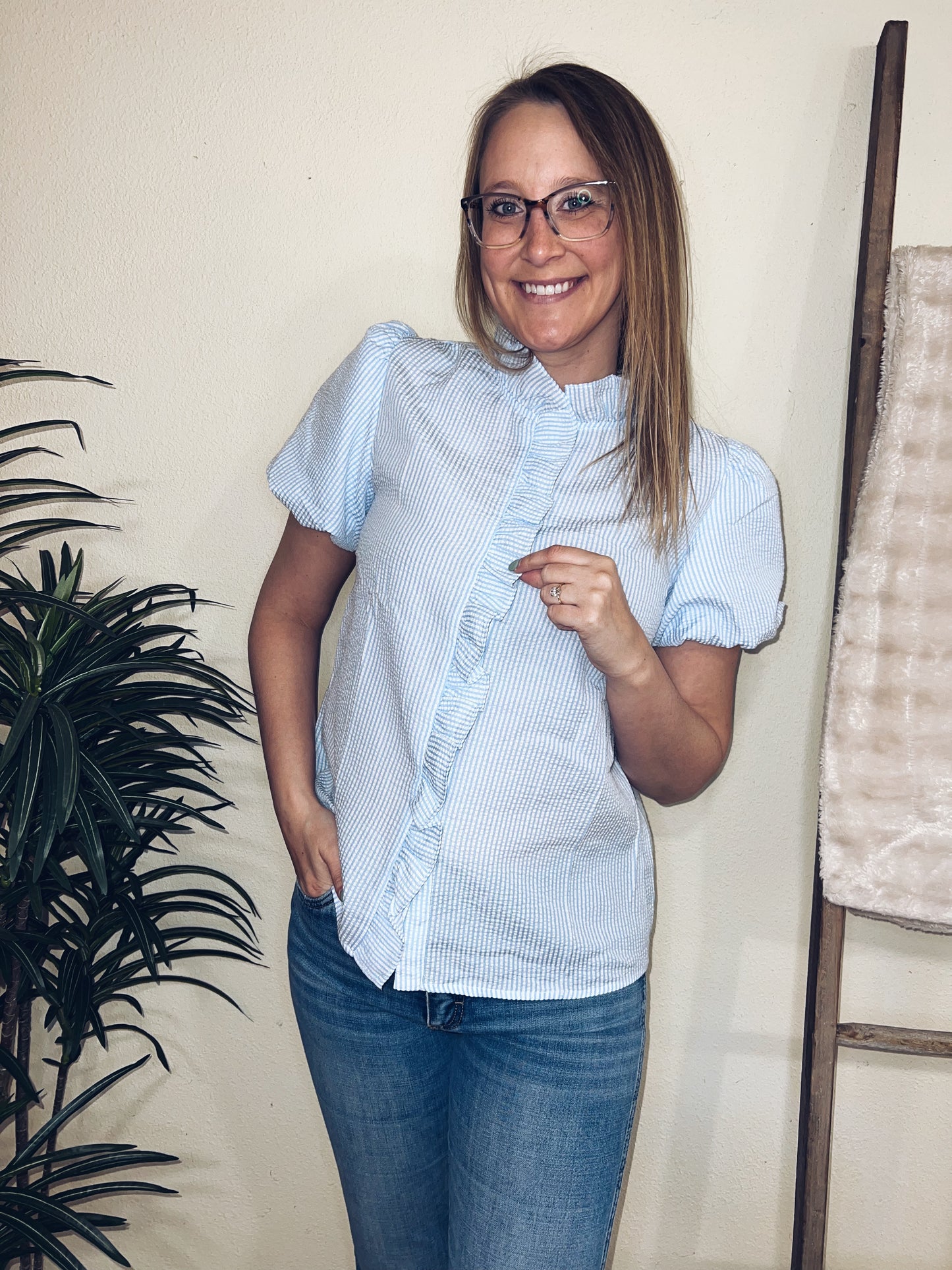 Ronnie Ruffle Stripe Top