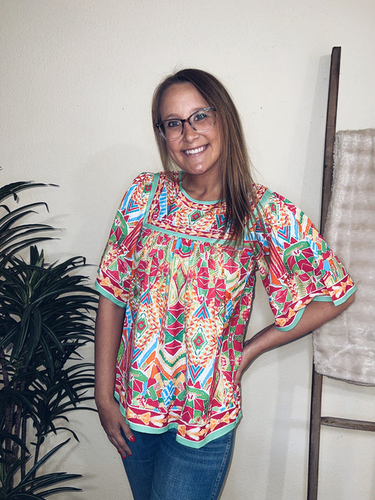 Geometric Print Top
