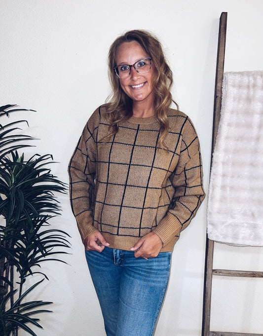 Lane Grid Print Sweater