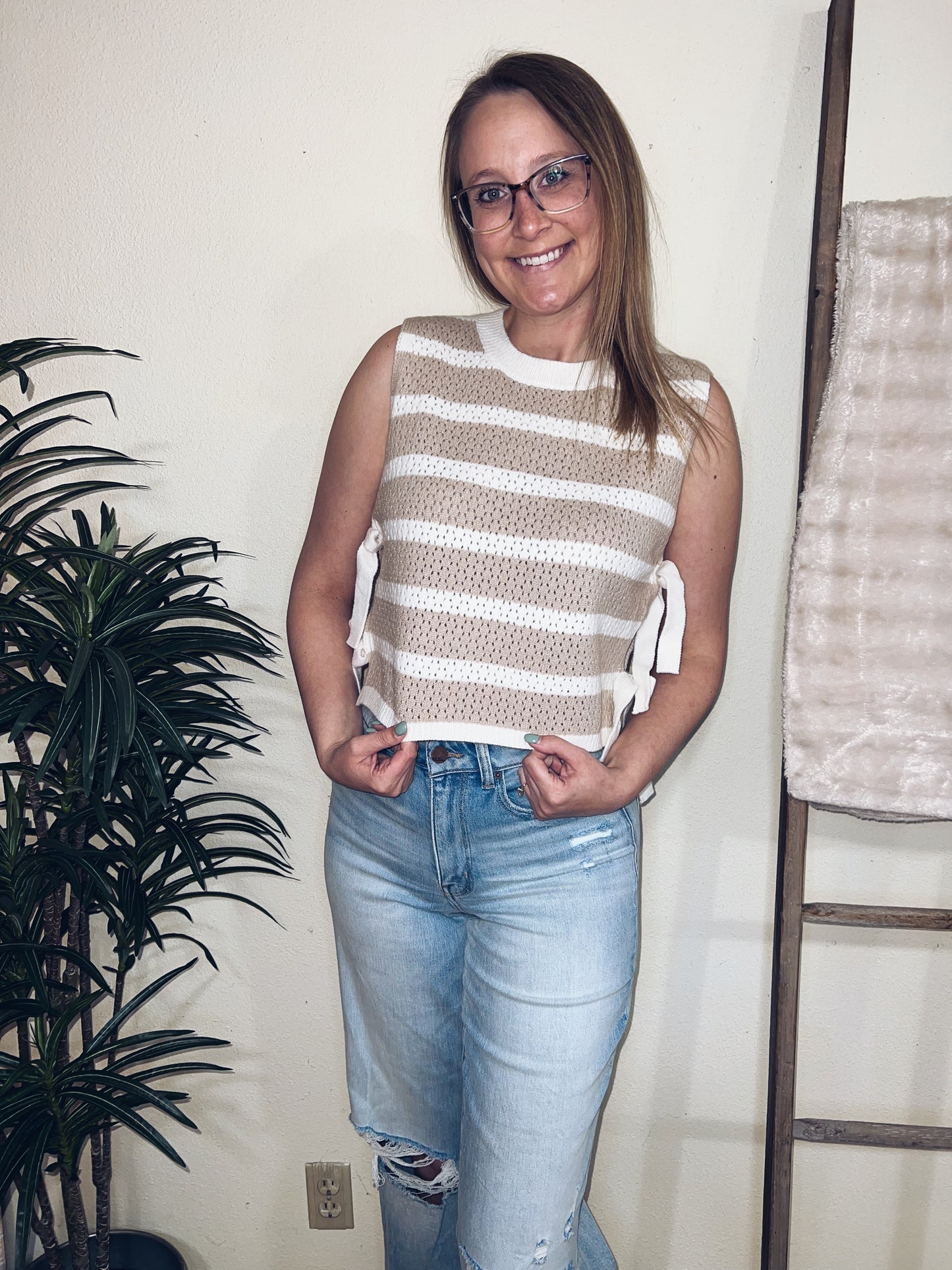 Sienna Stripe - Side Tie Tank