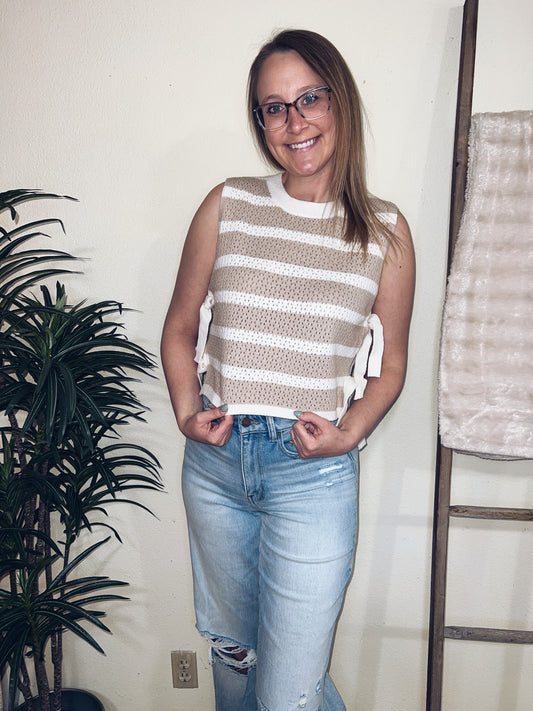 Sienna Stripe - Side Tie Tank