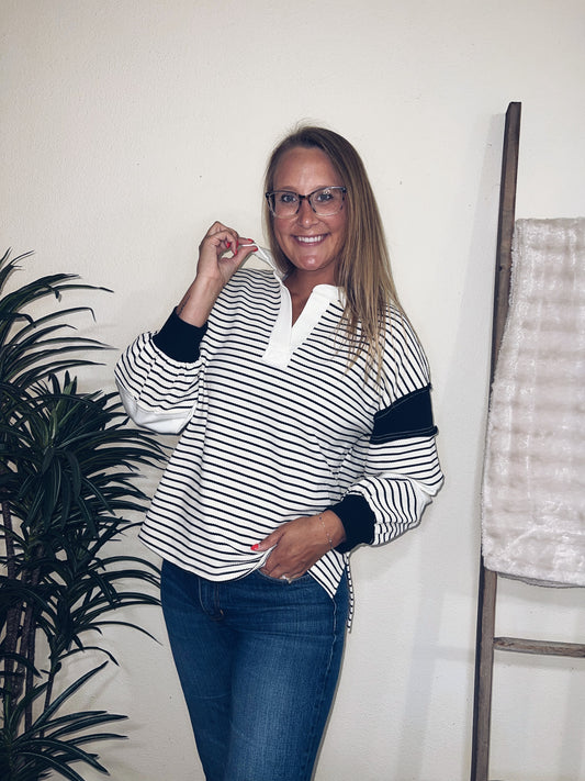 Reed Raw Cut Edge Stripe Top