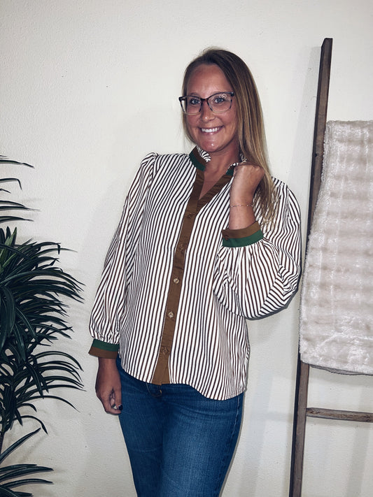 Bennett Button Down Stripe Top